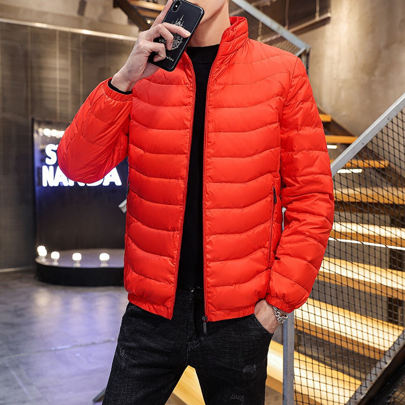 Men's Lightweight Quilted Down-Look Jacket with Stand-Up Collar Chichicherry