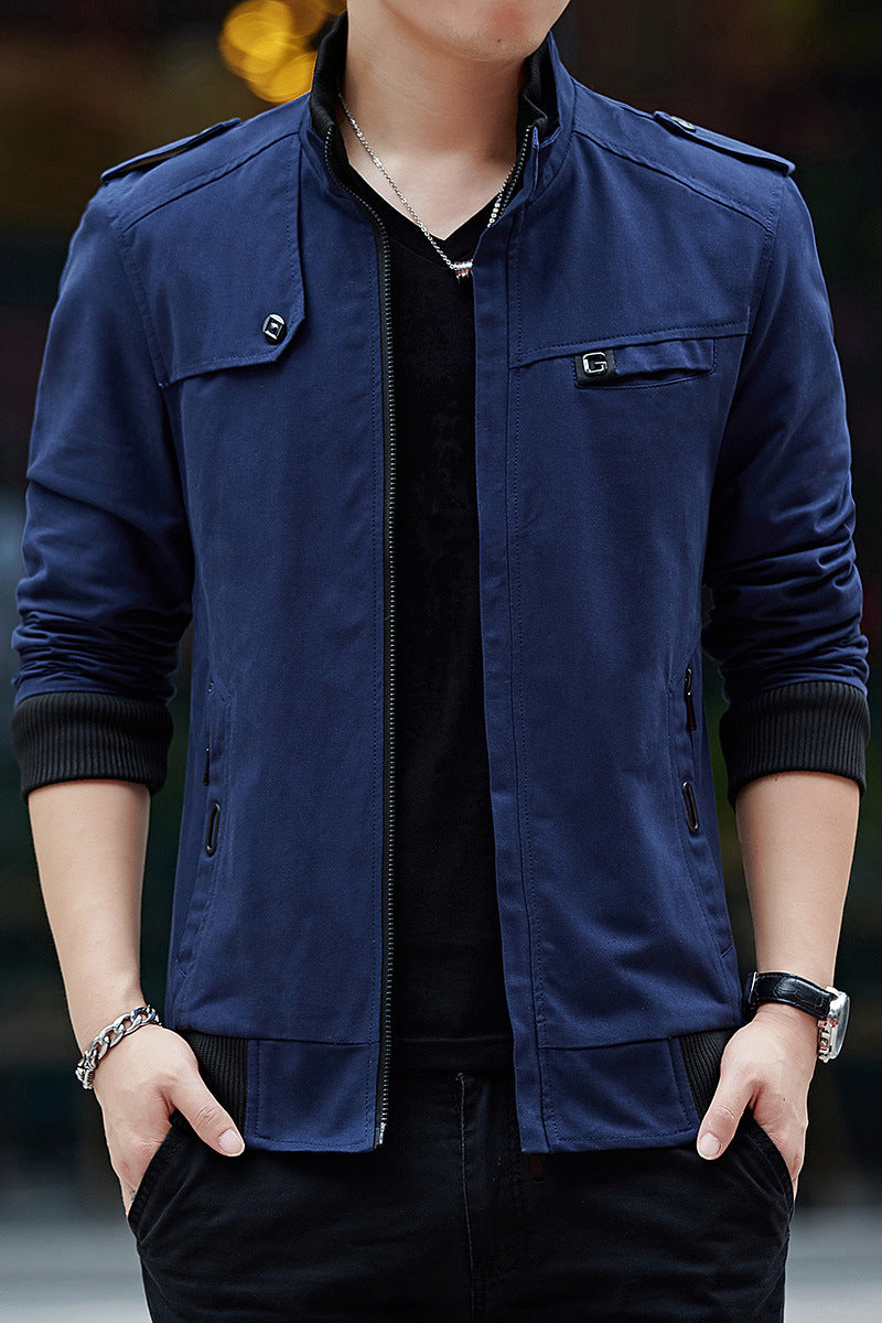 Men's pilot style bomber jacket with suede look, shoulder patches and checked lining Chichicherry