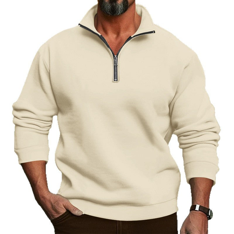 Men's Comfort Half-Zip Sweatshirt made of French Terry with Stand-Up Collar Chichicherry