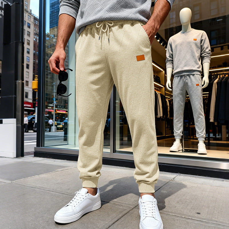 Men's quilted joggers with geometric texture pattern Chichicherry