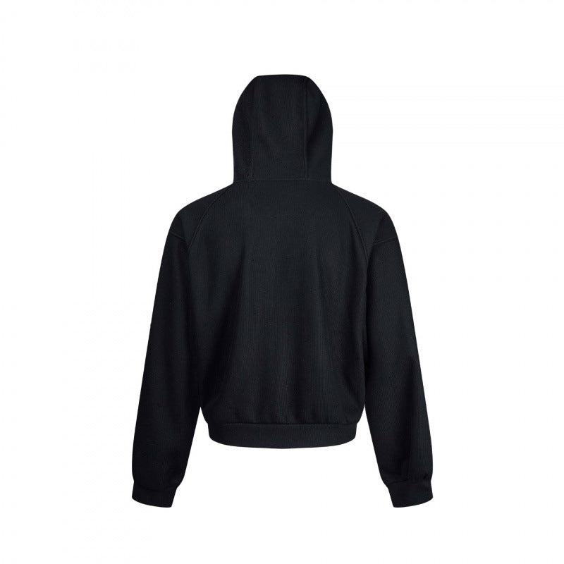 Unisex Short Hoodie Zip Pullover made of French Terry with Raglan Sleeves and Hidden Side Pockets Chichicherry