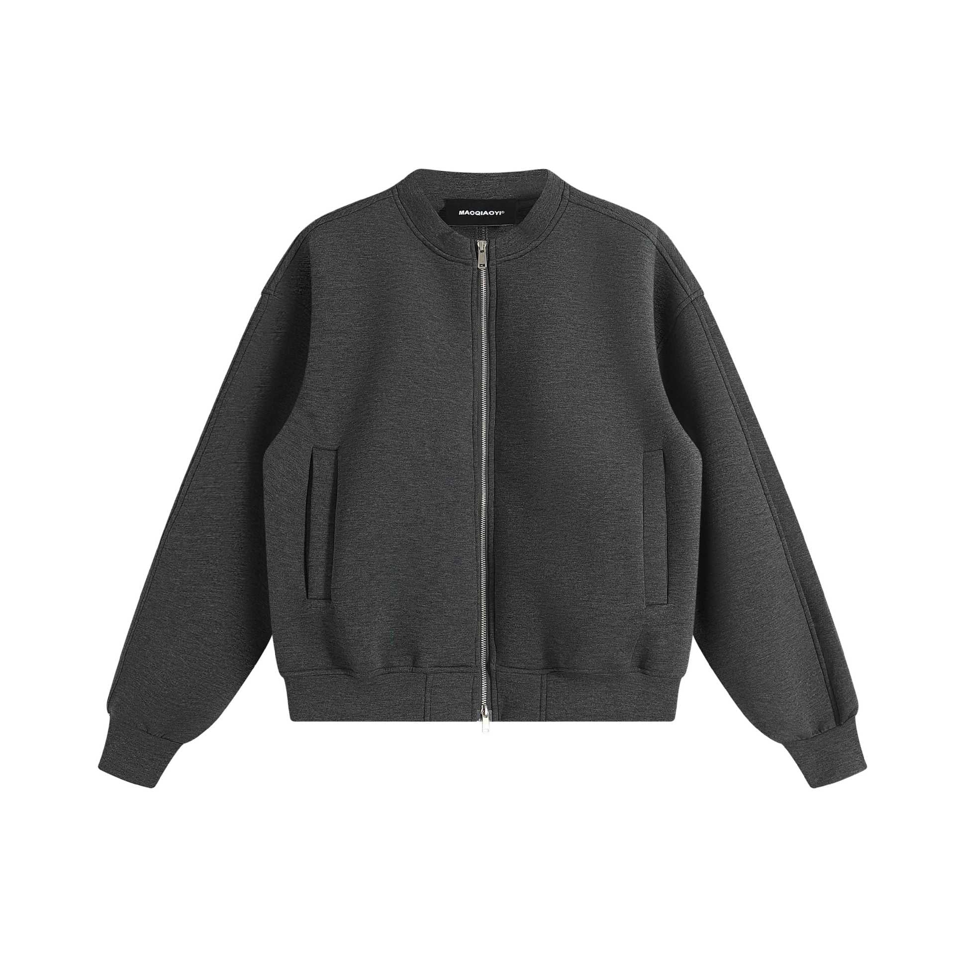 Unisex Oversize Training Jacket in Boxy Cut with Short Stand-up Collar and Two-way Zipper Chichicherry