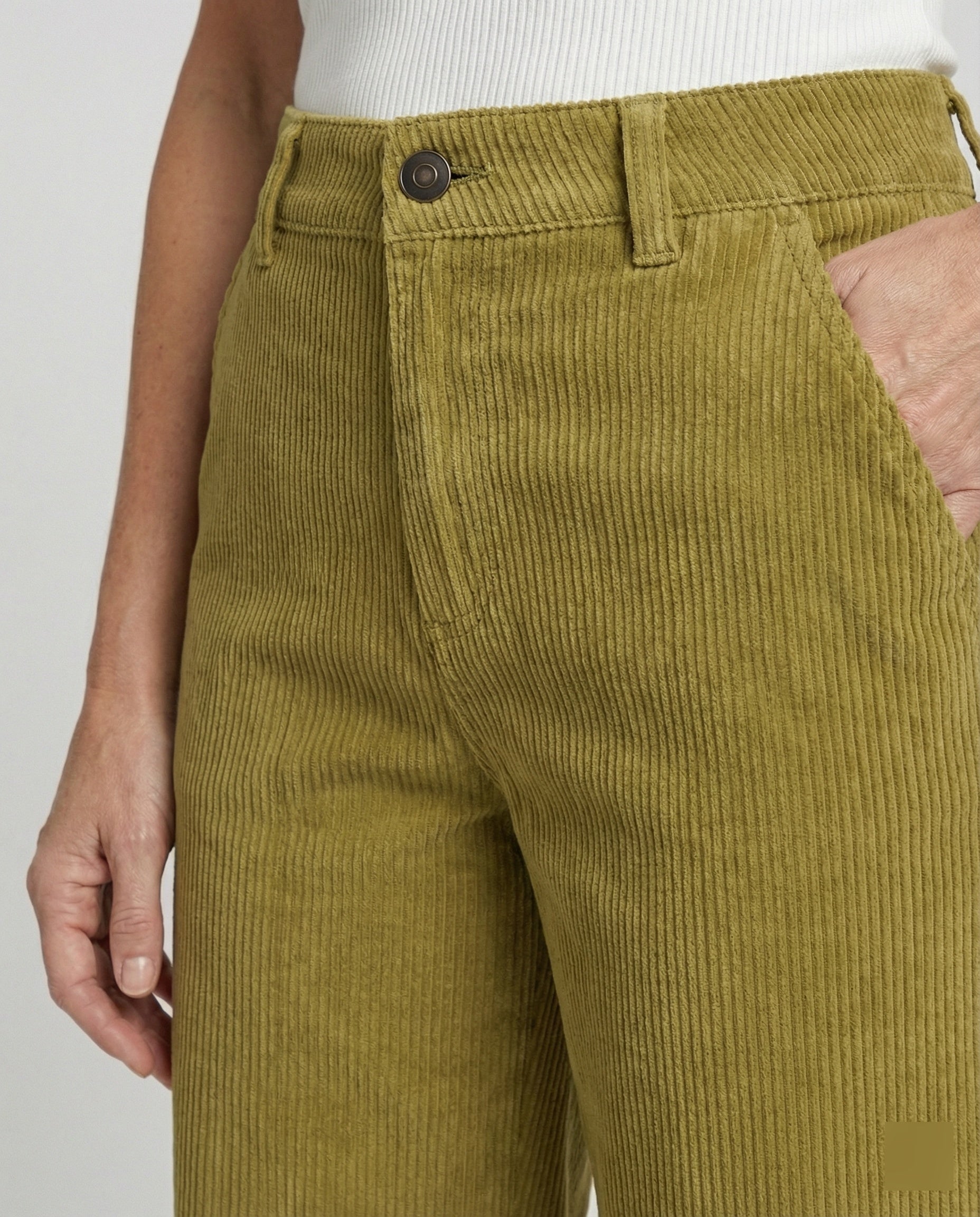 Women Cord Pants High Waist Straight Leg