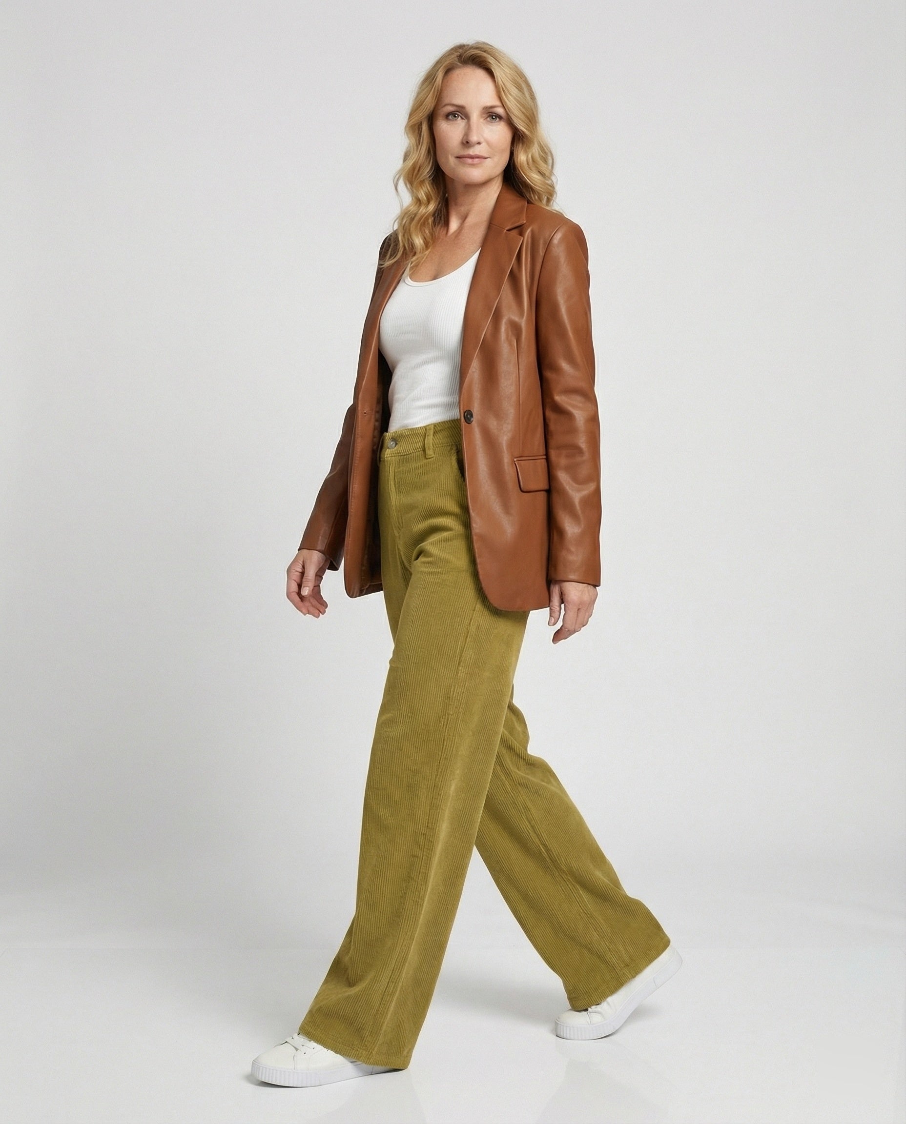 Women Cord Pants High Waist Straight Leg