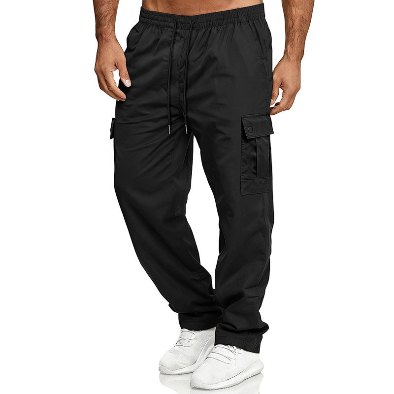 Men's cargo leisure pants with elastic waistband, drawstring, and flap pockets Chichicherry