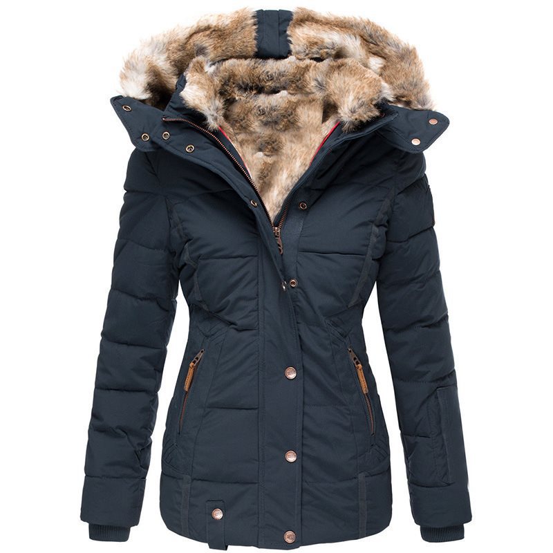 Women's padded parka with fitted cut and faux fur hood Chichicherry
