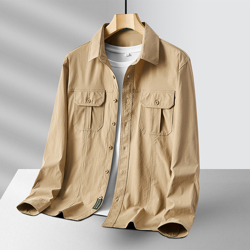 Men's Outdoor Shirt with Chest Pockets, Ripstop Fabric and Regular Fit Chichicherry