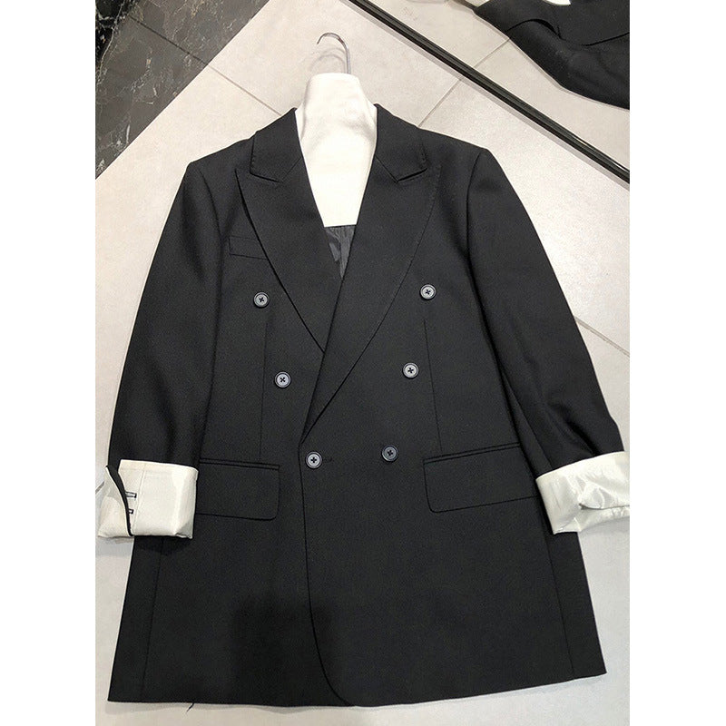 Women Double-Breasted Wool Blazer Chichicherry
