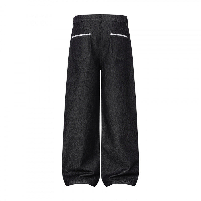 Ladies Wide Balloon Jeans with High Waist, Contrasting Flap Pockets and Balloon-Shaped Hem Chichicherry