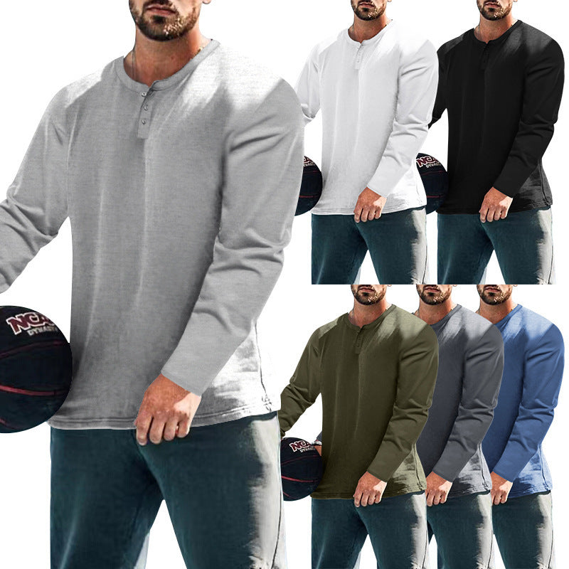 Men's Long Sleeve Henley Top made from Cotton Blend Slim Fit Chichicherry