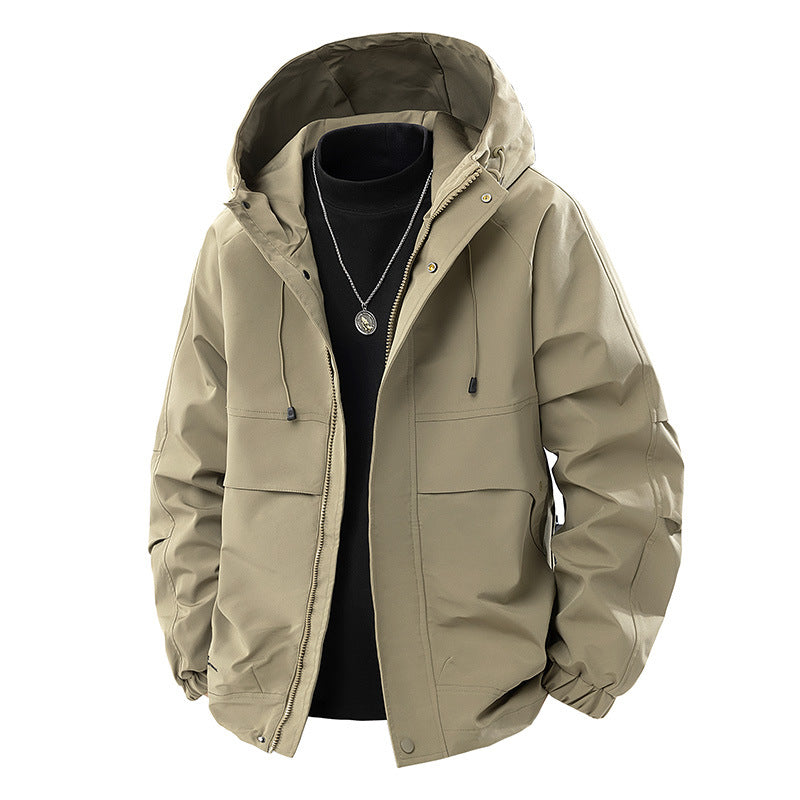Men's Technical Hooded Outdoor Jacket with Utility Pockets and Windproof Membrane Chichicherry