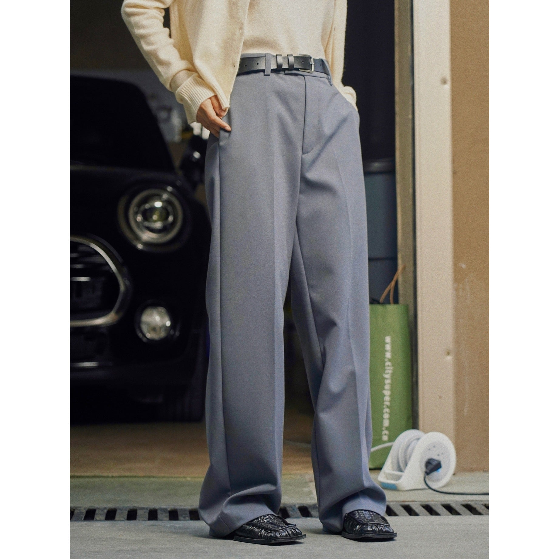 Women's wide pleated palazzo pants with high waist and crease Chichicherry