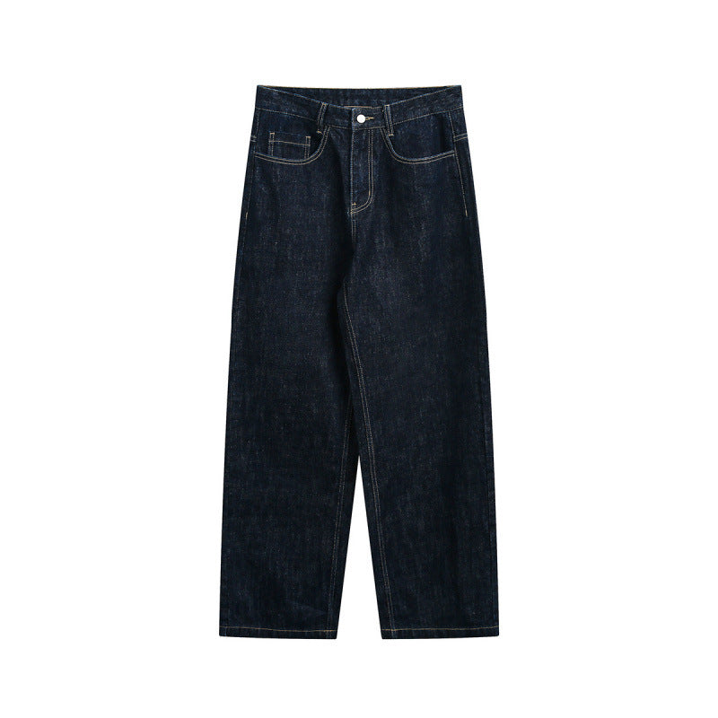 Women High-Waist Straight-Leg Raw-Denim Jeans with Relaxed Fit and Five-Pocket Design Chichicherry