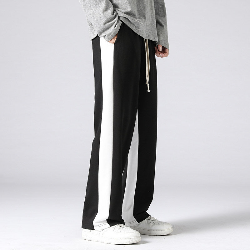 Men's Wide Trackpants with contrast side inserts, elastic waistband & drawstring Chichicherry