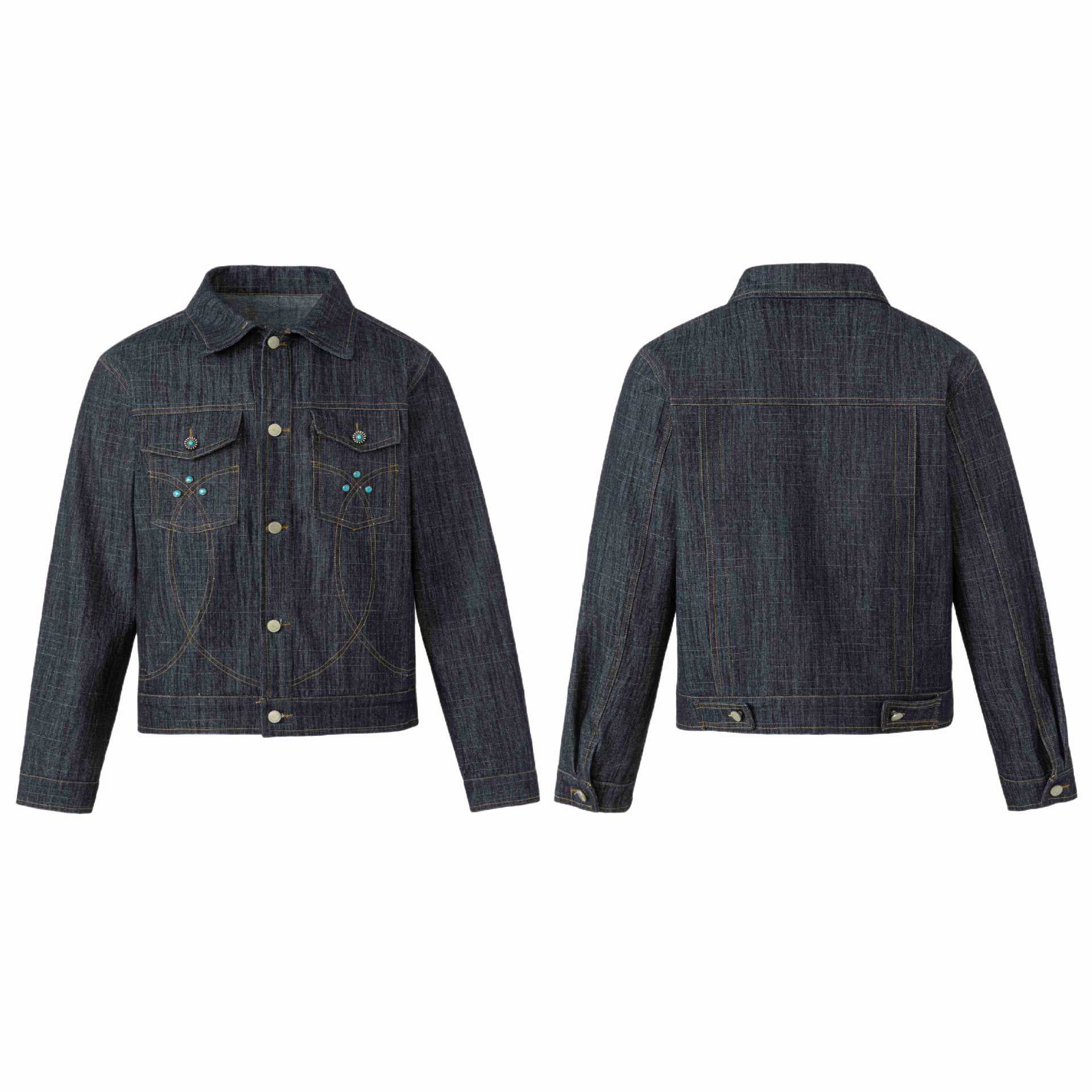 Women's denim jacket with decorative studs and precise decorative seams Chichicherry