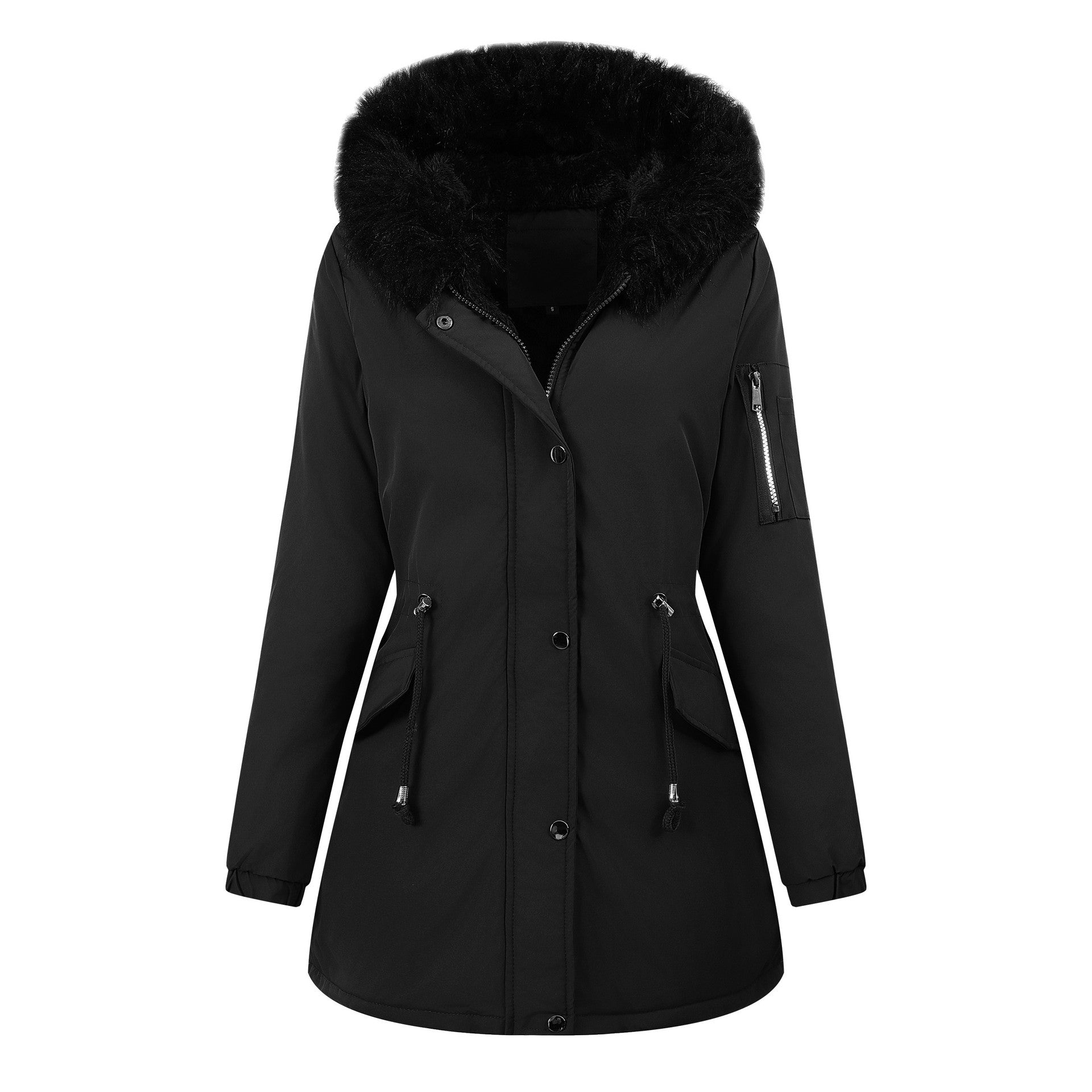 Women’s Thermo Parka with Sherpa Lining, Faux Fur Hood and Tailored Drawstring Chichicherry