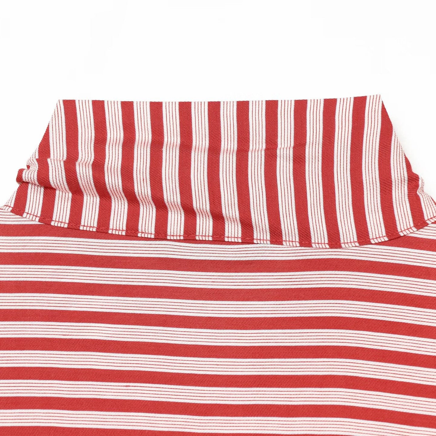 Women Striped Blouse with Ruffle Yoke and Bow Collar Chichicherry