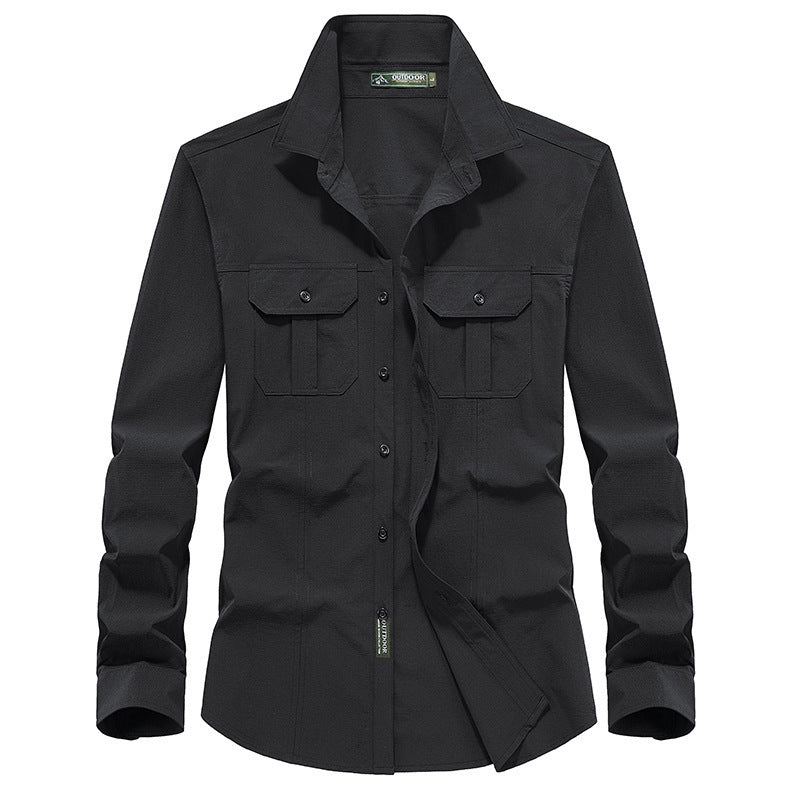 Men's Lightweight Utility Overshirt made of Cotton Blend with Chest Pockets and Relaxed Fit Chichicherry