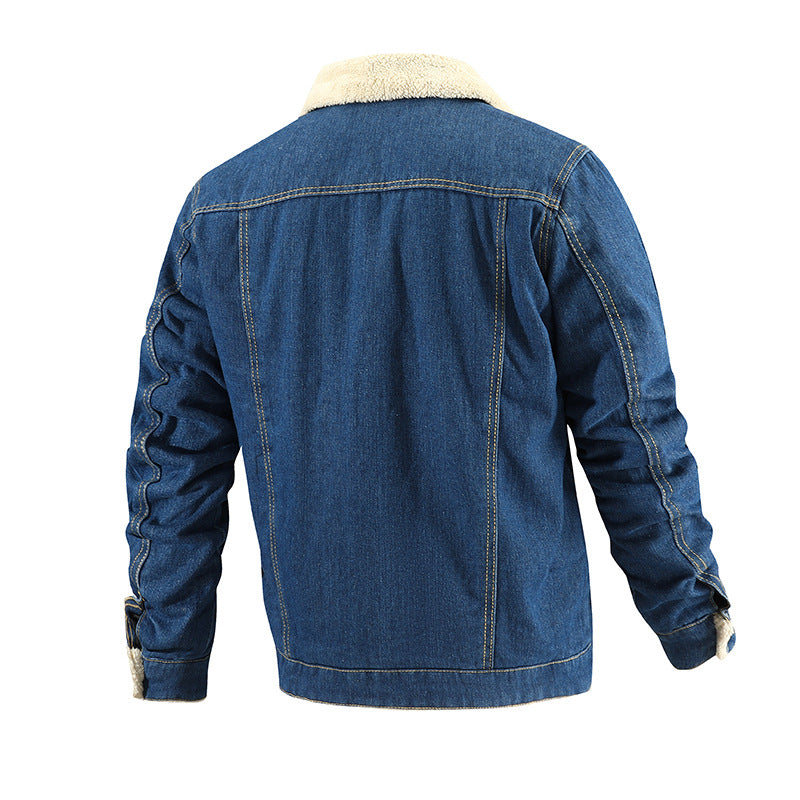 Men's denim jacket with teddy lining in used look and button placket Chichicherry