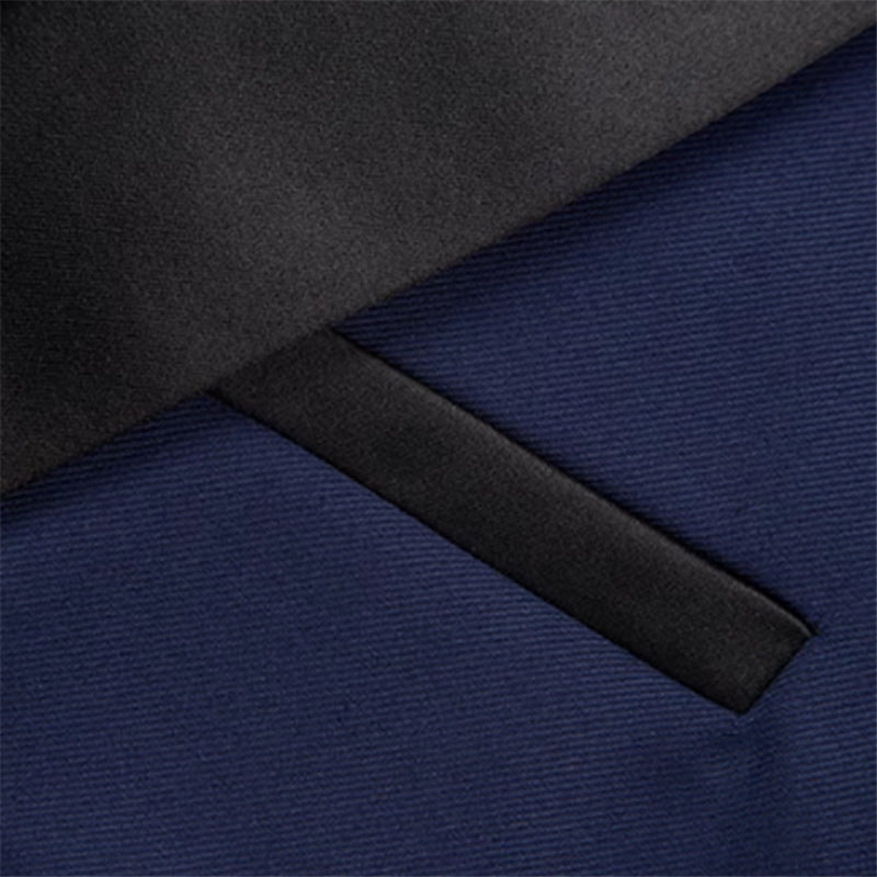 Men's Tailored Three-Piece Tuxedo with Shawl Collar and Satin Lapel Chichicherry