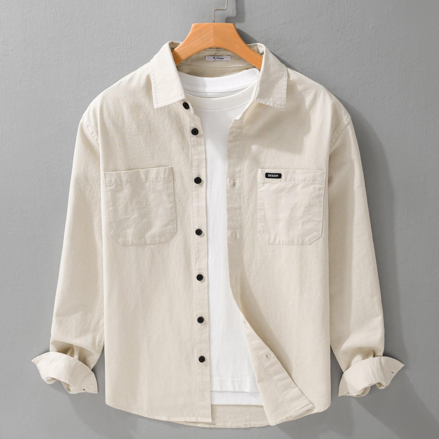 Men's cotton overshirt in shirt jacket style with applied chest pockets and relaxed fit Chichicherry
