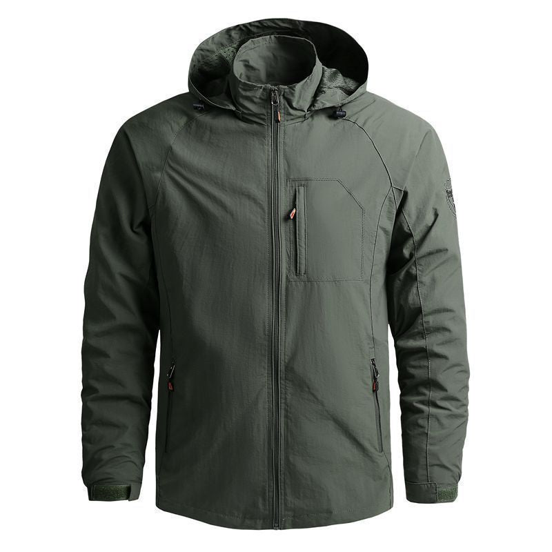 Men's lightweight technical hooded field jacket with chest zipper and multifunctional pockets Chichicherry