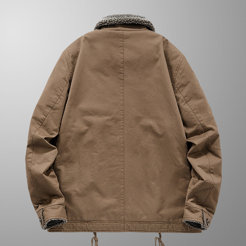 Men's insulated canvas work jacket with sherpa lining and shirt collar Chichicherry