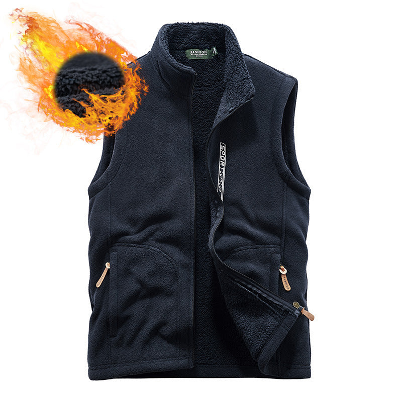 Men's fleece vest with teddy lining, stand-up collar and zip pockets Chichicherry