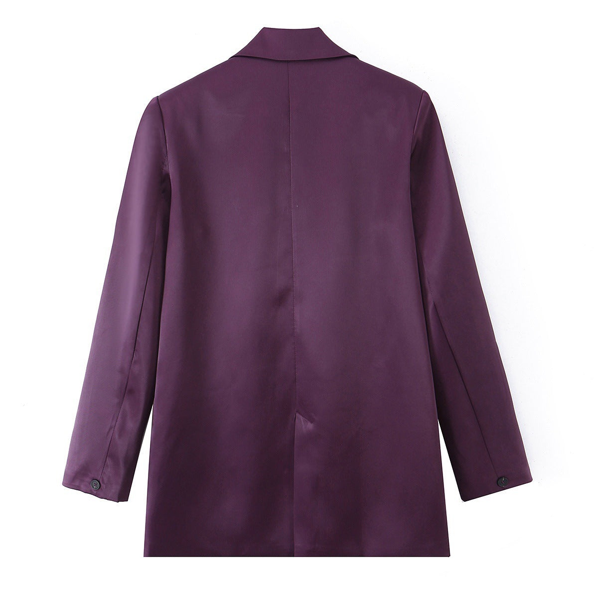 Women's Double-Breasted Satin Blazer with Notched Lapels and Flap Pockets Chichicherry