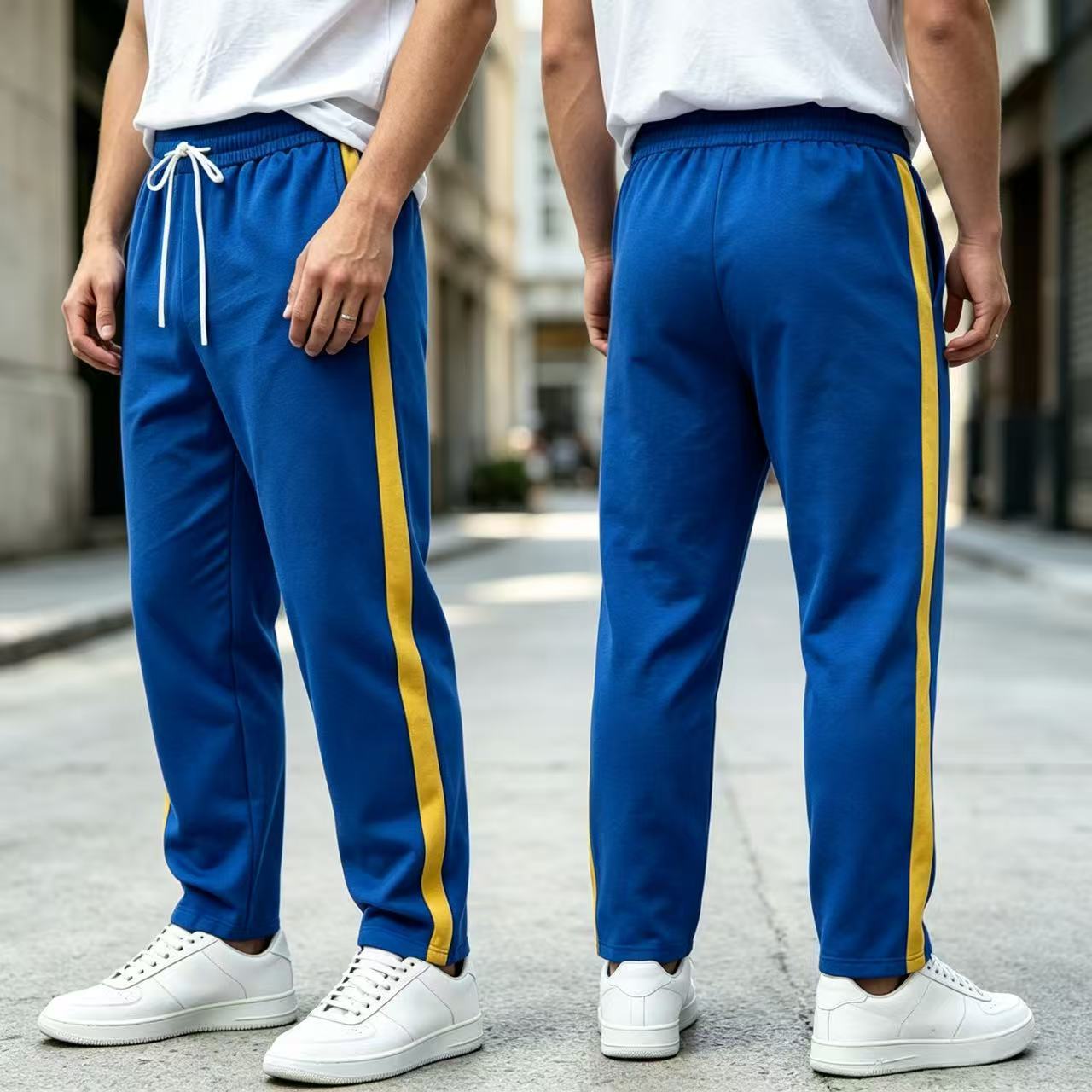 Men's jogging pants with side contrast stripe, elastic waistband and drawstring Chichicherry