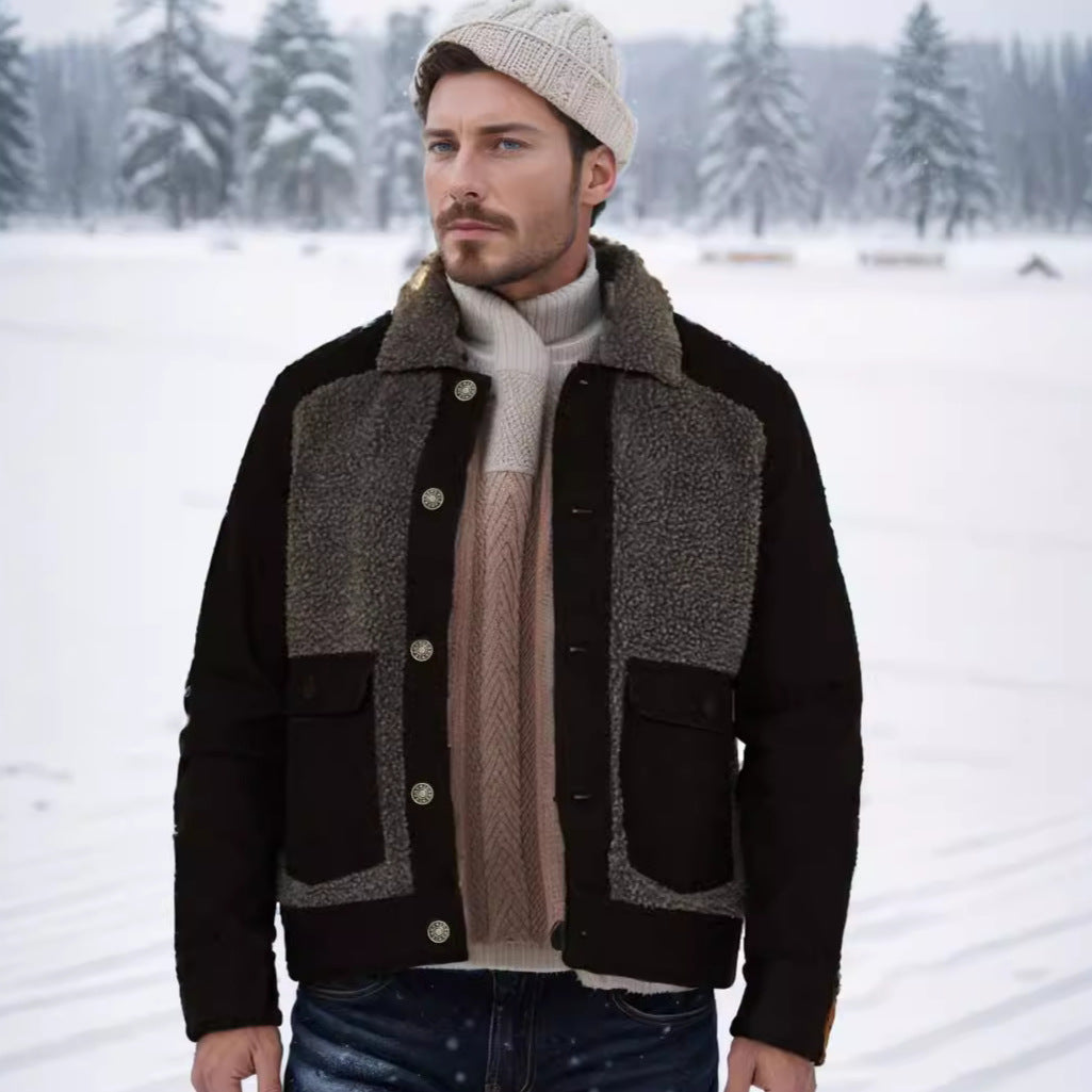 Herren Overshirt-Jacke mit Teddyfutter, aufgesetzten Pattentaschen und Knopfleiste Chichicherry