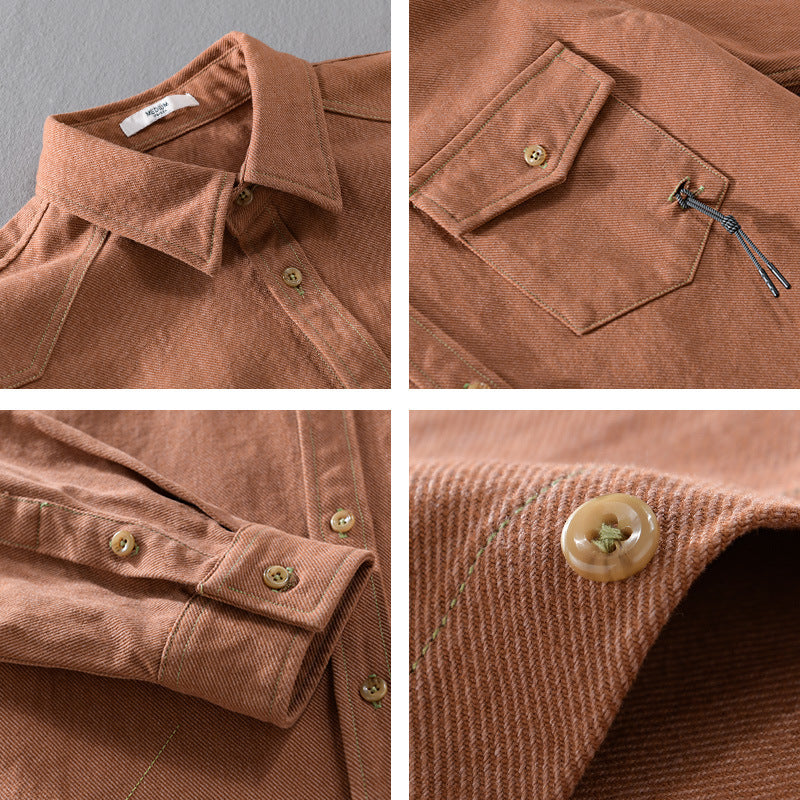 Men's Relaxed Overshirt made of cotton twill with applied breast pocket Chichicherry