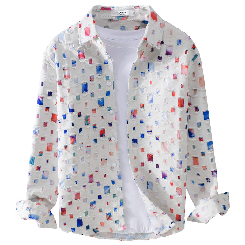 Unisex Lightweight Structured Shirt with Square Cut-Outs and Oversized Fit Chichicherry