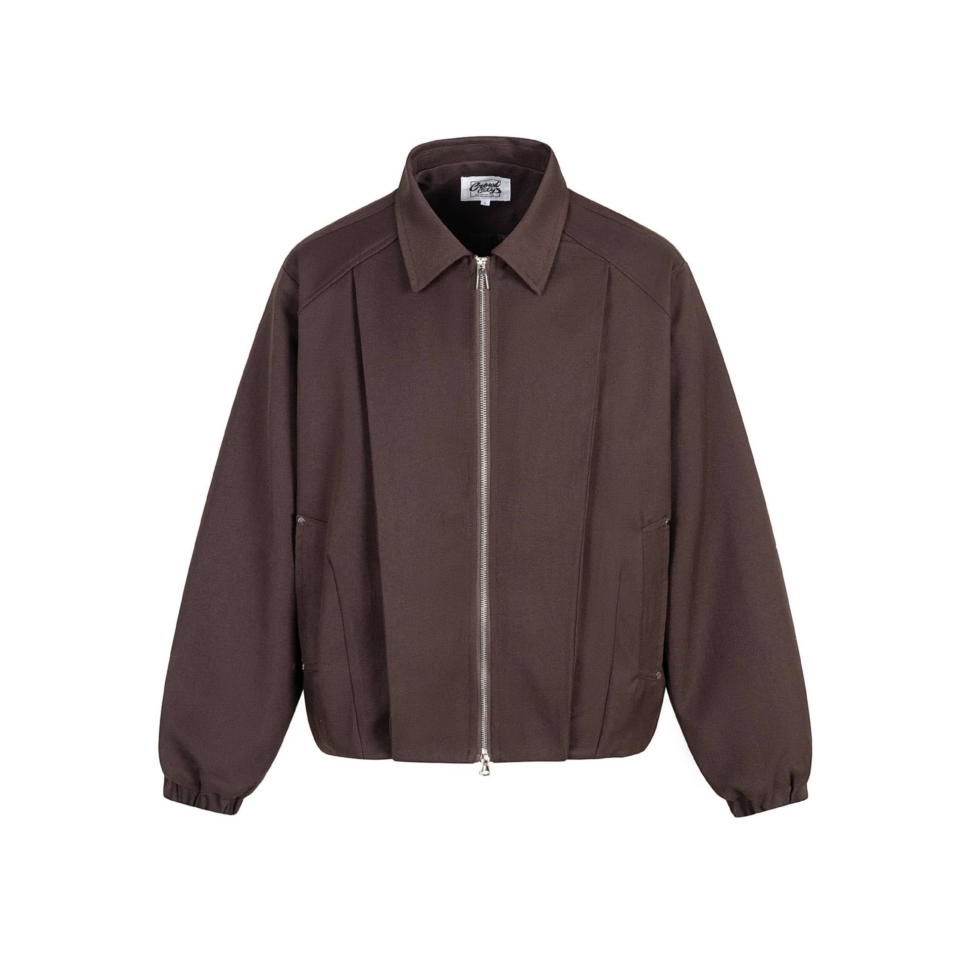 Unisex Boxy-Short Jacket with Shirt Collar, Two-Way Metal Zipper, and Elastic Hem Chichicherry