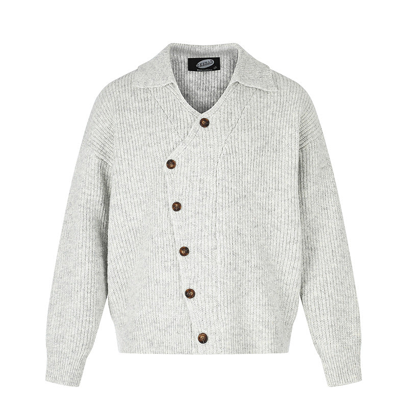 Ladies oversized cardigan with asymmetrical button placket and shirt collar Chichicherry