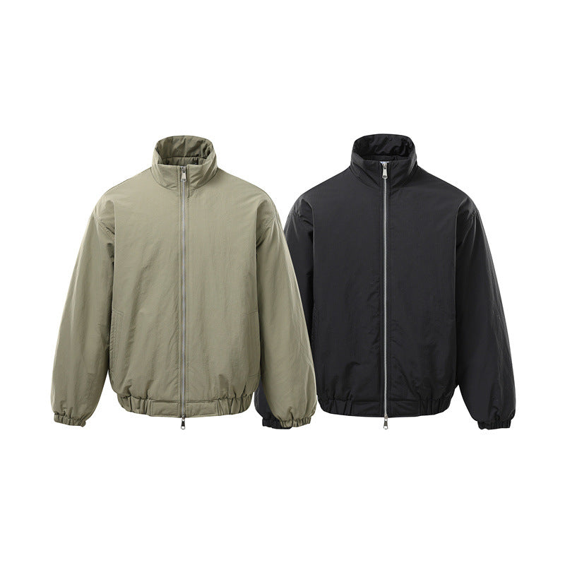 Unisex Boxy Zip Blouson Jacket with windproof microfiber cover, high stand-up collar and two-way zipper Chichicherry