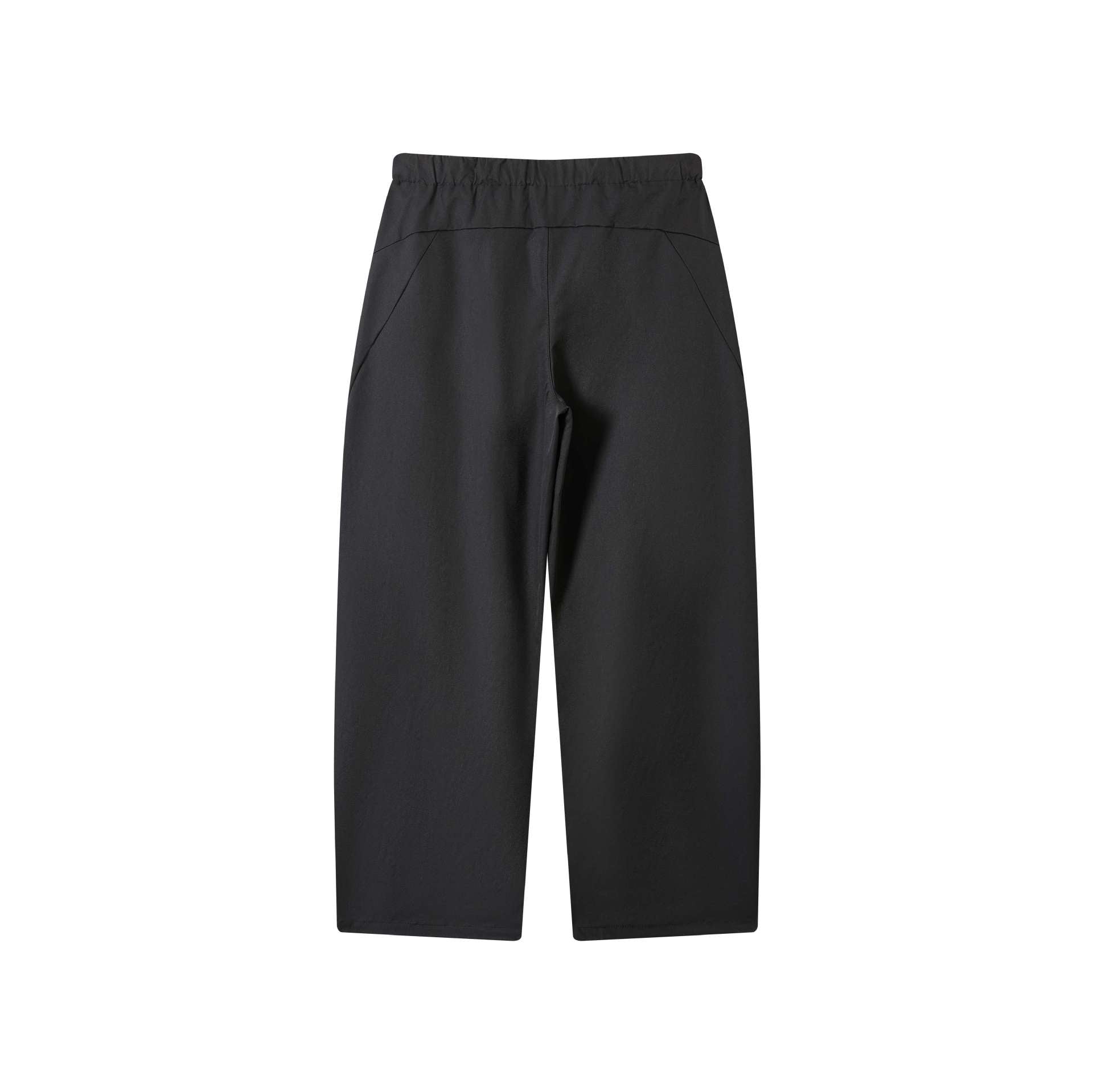 Women's High-Waisted Cropped Pants with Elastic Waistband and Distinctive Seaming