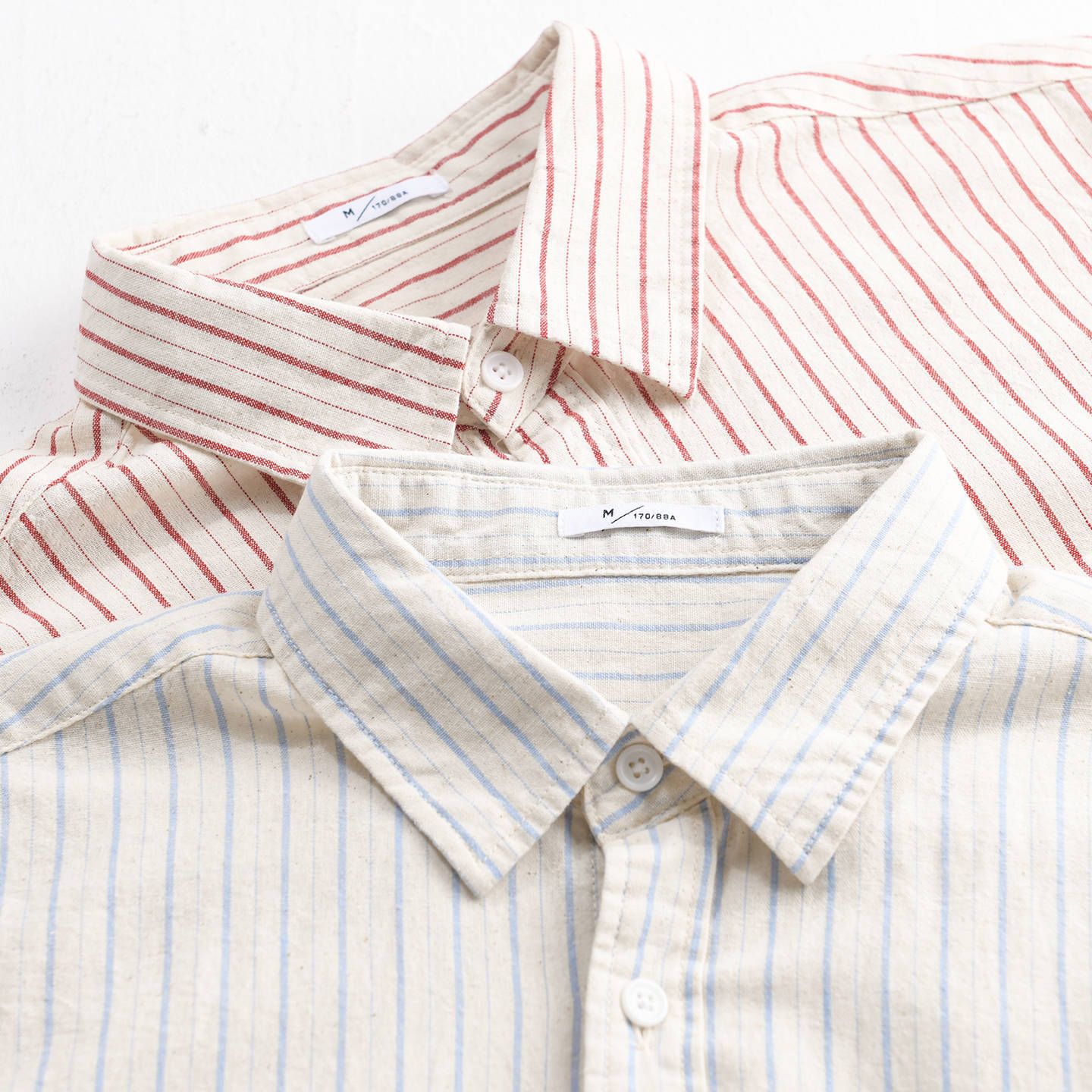 Men's Relaxed-Fit Striped Shirt made of lightweight Cotton-Linen with patch Chest Pocket Chichicherry