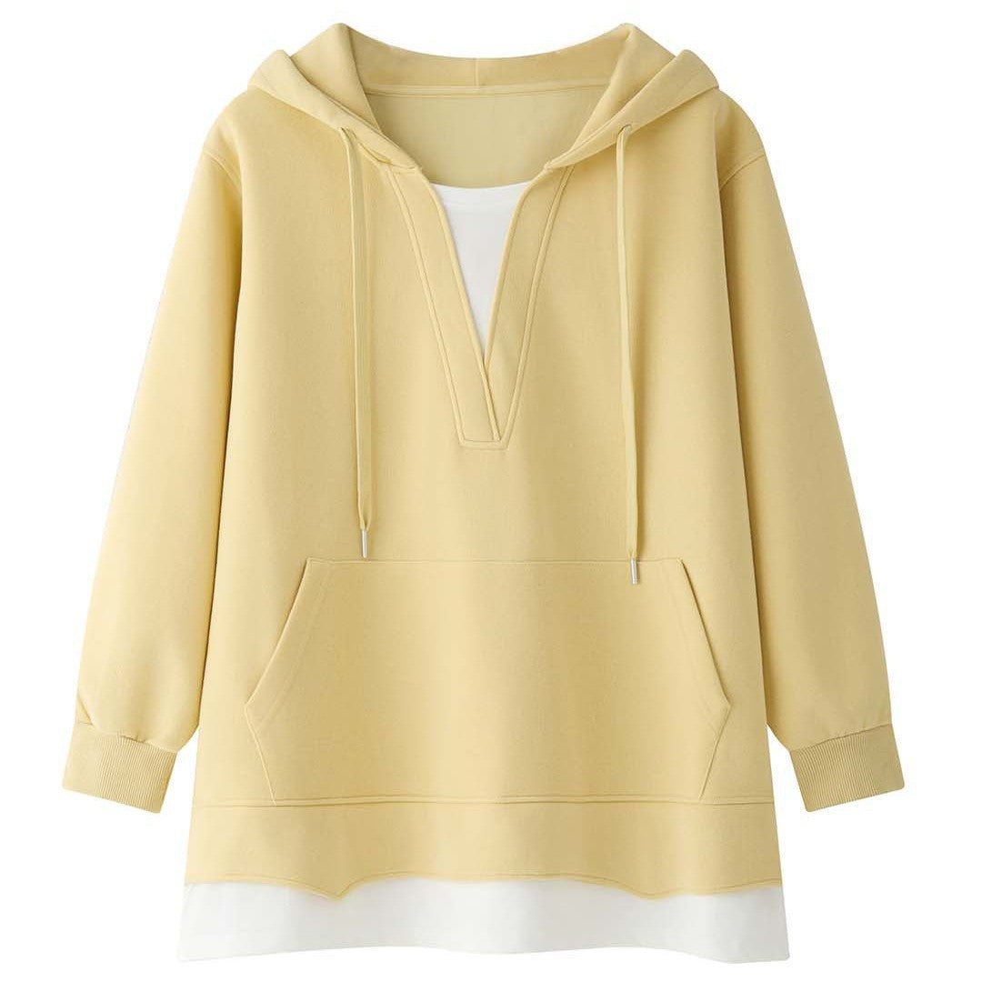 Women Oversize Hoodie with V-neck and Kangaroo Pocket Chichicherry