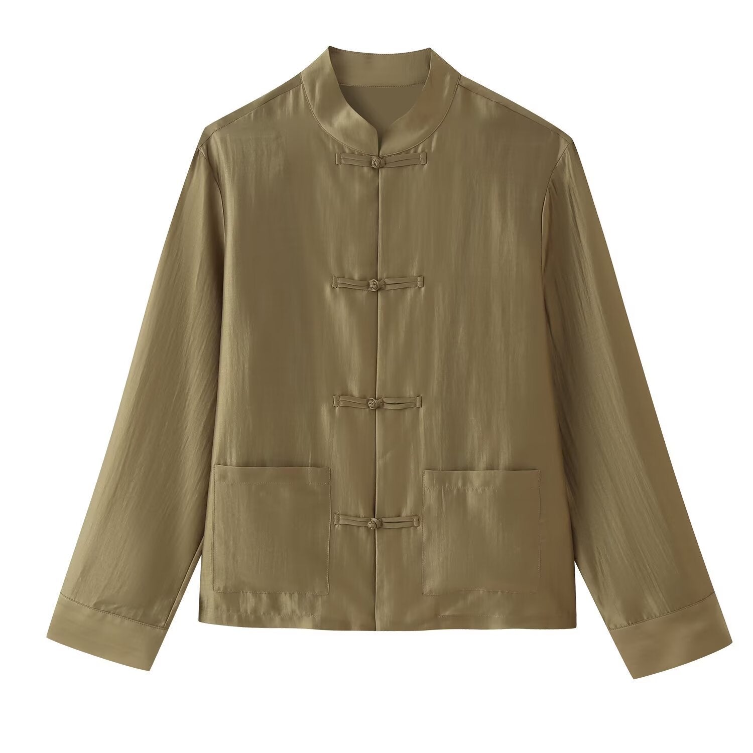 Women Mandarin Jacket with Standing Collar and Chinese Toggle Closures Chichicherry