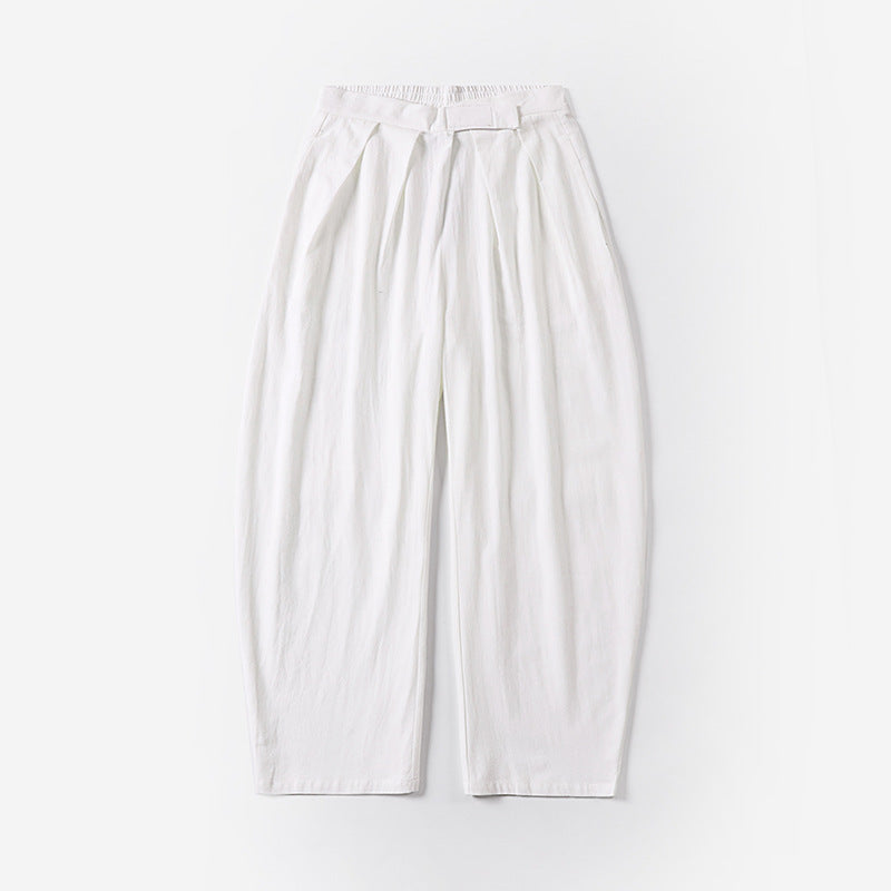 Ladies Elegant Pleated Trousers with Balloon-Shaped Leg and Elastic Waistband Chichicherry