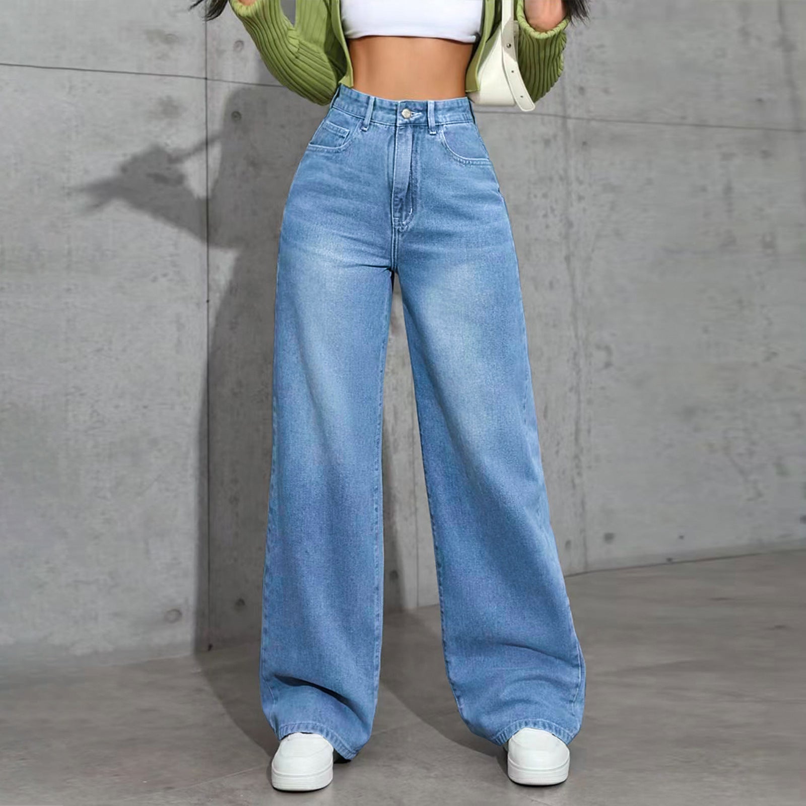 Women High-Waist Palazzo Jeans with extra wide leg and soft pleats Chichicherry