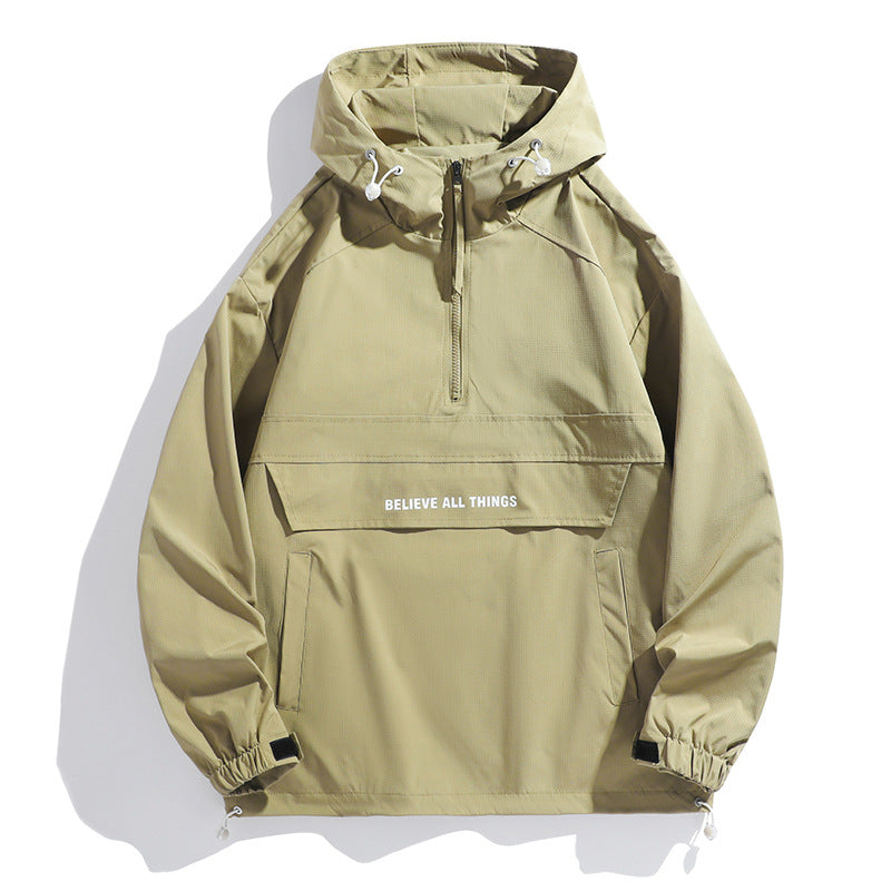 Women's hooded anorak with half zipper, kangaroo pocket & adjustable hem Chichicherry