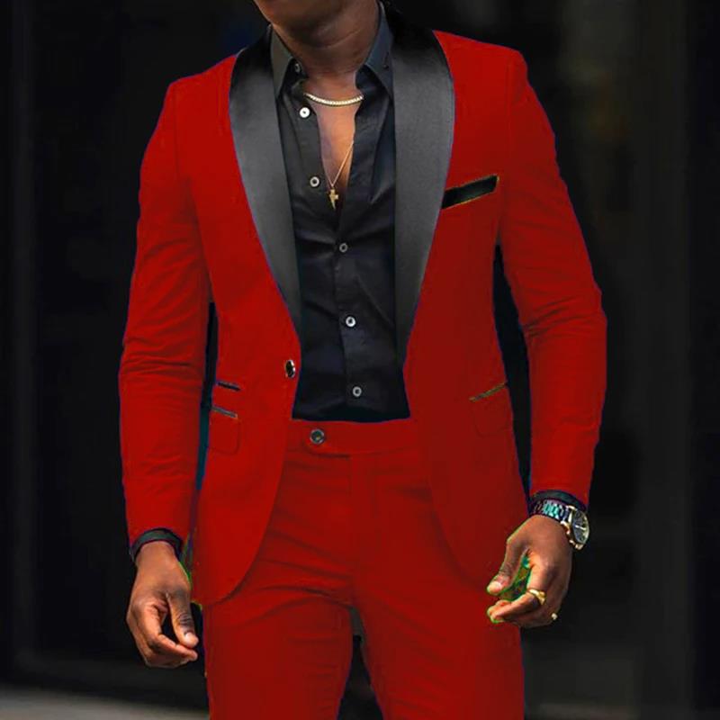 Men's Tailored Tuxedo Set with Shawl Collar and Slim Suit Trousers Chichicherry