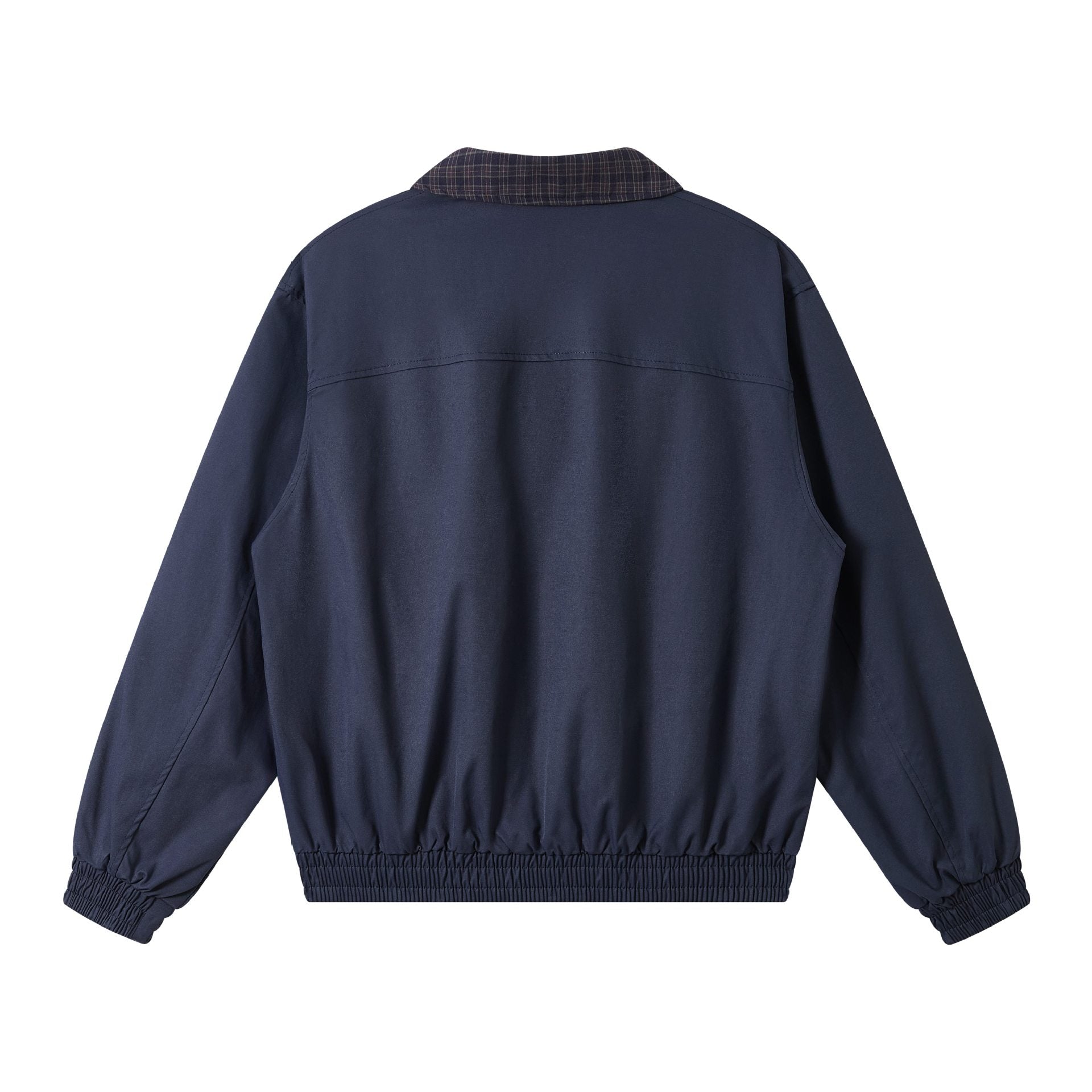 Men's Oversize Blouson Jacket with Check Collar and Flap Pockets Chichicherry