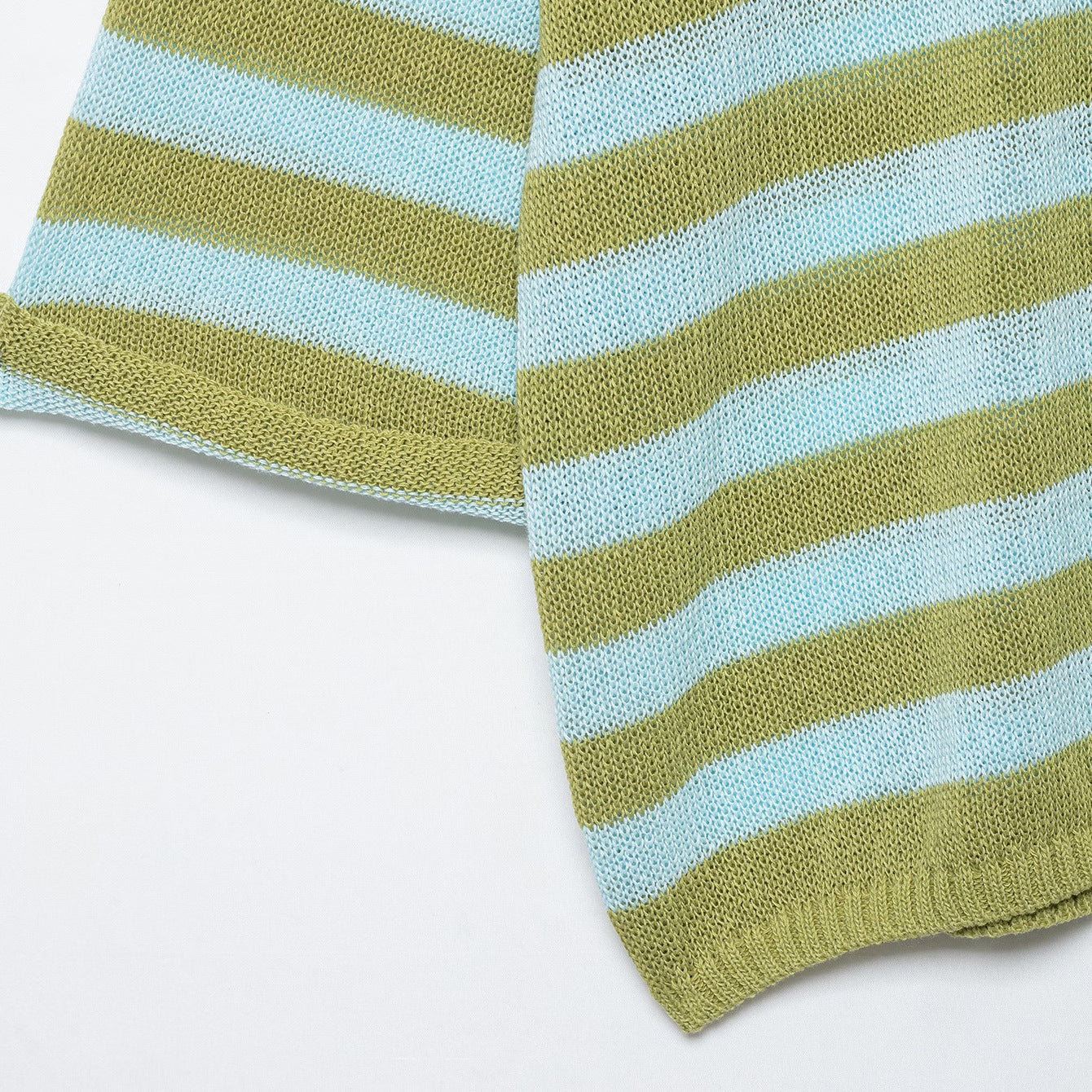 Women Light Striped Knit Poncho with Wide Short Sleeves and Boat Neck Chichicherry