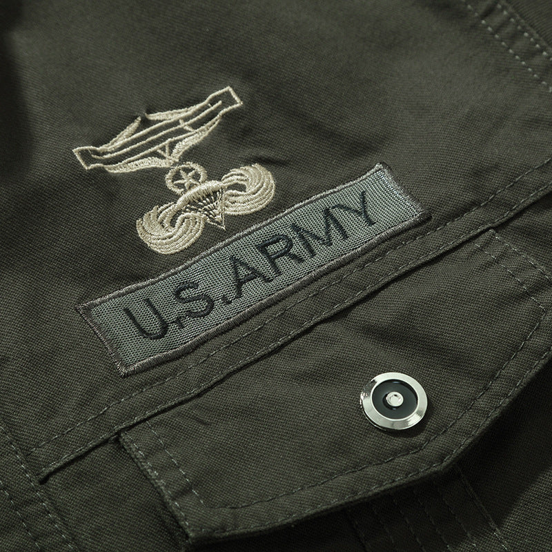 Men's Canvas Field Blouson with Epaulettes, Flap Pockets, and Ribbed Hem Chichicherry