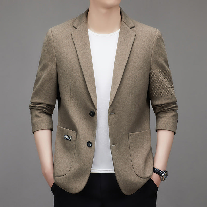 Men's Lightweight Casual Blazer with Three-Quarter Sleeves and Patch Pockets Chichicherry