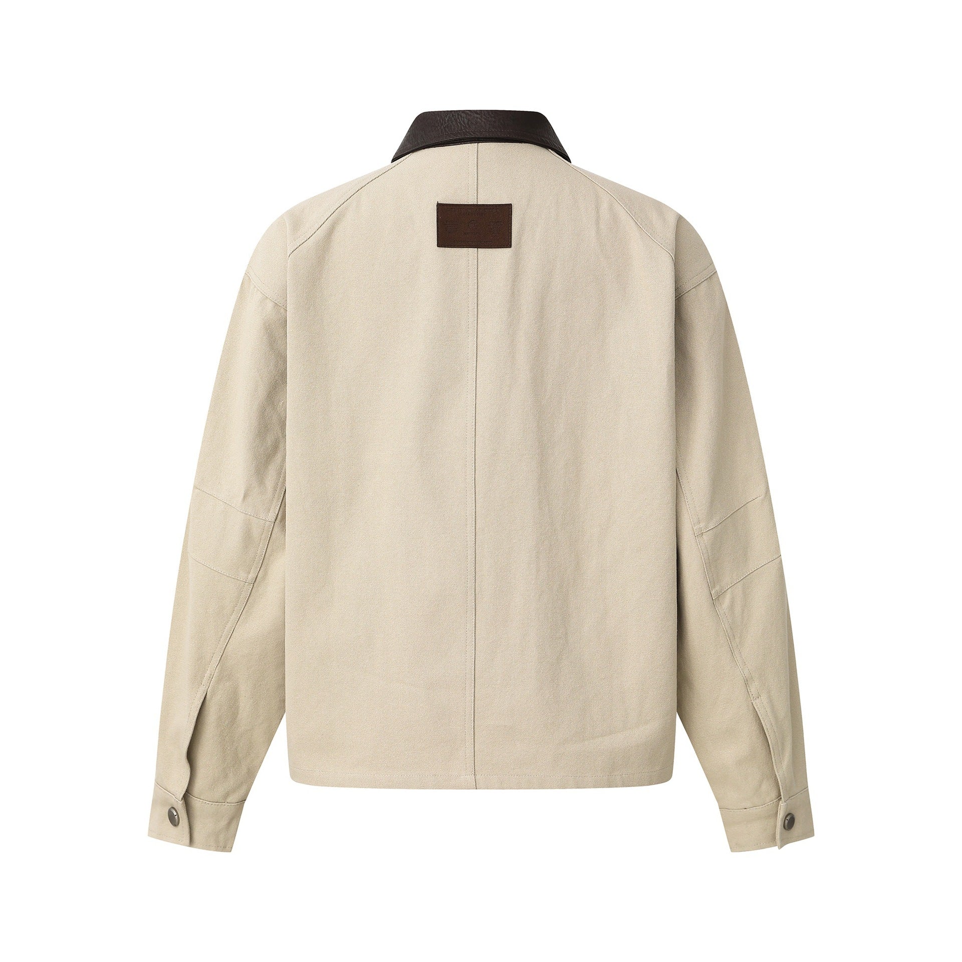 Men's short jacket in field style with cord utility pockets and contrasting leather collar Chichicherry