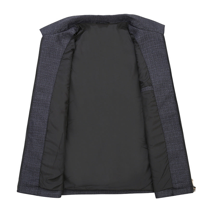 Men's Elegant Transition Jacket in Blouson Style made of Structured Wool Blend with Concealed Zipper Chichicherry